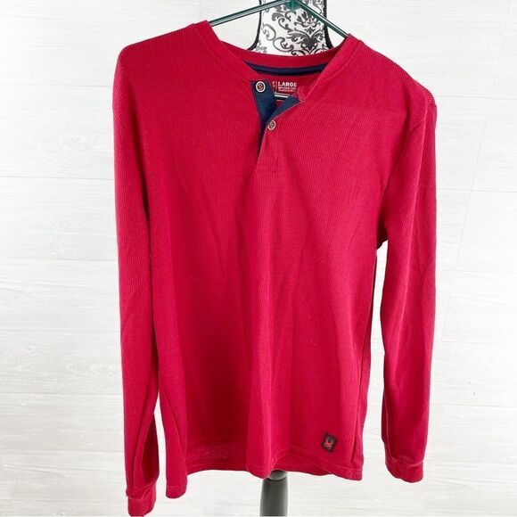 Spyder Waffle Knit Button Collar Thermal Henley Top - Picture 1 of 4